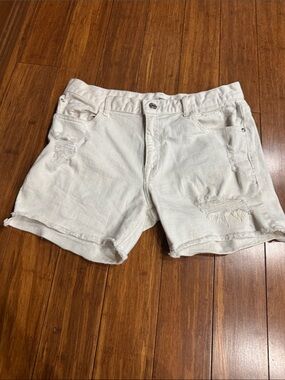 Women’s White Distressed Jean Shorts